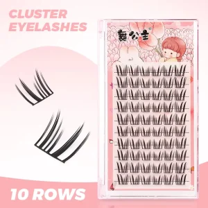 DINGSEN 10 Rows Fox Eye Winged Manga Cluster Beauty Lashes Elongated Segmented False Eyelashes Wispy Handmade Lashes