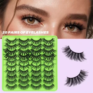 DINGSEN 20 Pairs Handmade False Eyelashes Eyelashes Fluffy Faux Mink Full Strip Eye Lashes False Strip Lashes