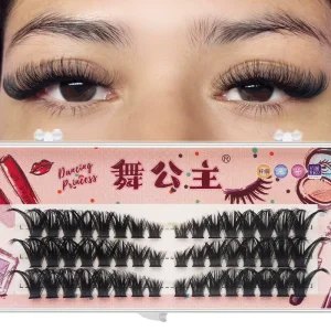 DINGSEN 3 Rows Lashes Cluster Handmade Pre Fanned Cluster Lash Extensions Individual Fan Lashes DIY Extension