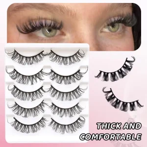 DINGSEN 5 Pairs Eyelashes DD Curl Eyelashes Russian Style Full Strip Eye Lashes Faux Mink Lashes False Eyelashes