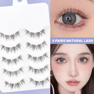 DINGSEN 5 Pairs Lashes Colored Blue False Eyelashes Natural Lashes Full Strip Eyelashes Handmade Strip Lashes