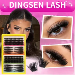 DINGSEN Segmented Eyelashes Individual Lash Clusters 16 Rows 100/150/200D Mega Thick Eyelashes Volume DIY Lash Extension Set