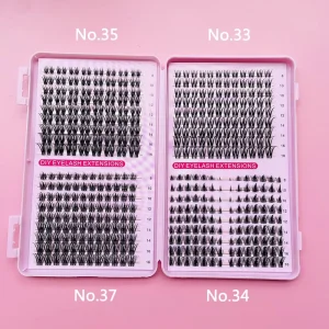 DIY 0.07mm D Curl Individual Cluster Eyelashes 8-16mm Length Thick Fluffy Private Label False Eyelashes