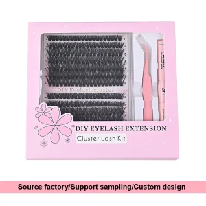 DIY 0.07mm D Curl Individual Cluster Eyelashes 9-16mm Length 14 Rows Thick Natural Private Label False Eyelashes
