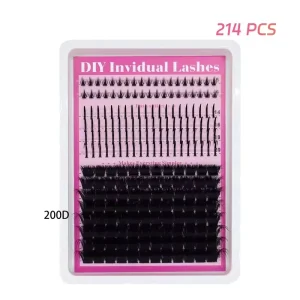 DIY 100P 200P Cluster Mixed Bottom & Spike Lashes 10-20mm D Curl 3D Fluffy Style 216 PCS Pre-Cut Segmented Lashes