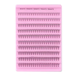 粉色包装托盘 DIY 簇状睫毛 10P-100P D卷 10-18毫米 混合长度 柔软 佩戴簇状睫毛