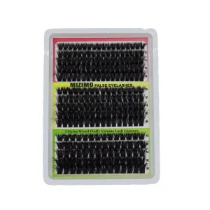 DIY 15 row 100D+120D+160D Segmented Grafted Synthetic Hair for False Eyelashes 10 18mm Red Yellow Green Cards for Messy Curled