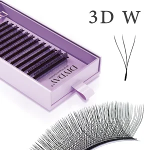 DIY 3D W Shape Eyelash Extension Crisscross Fluffy W Shape Individual Eyelashes Salon Grafting Lashes for Beauty Care