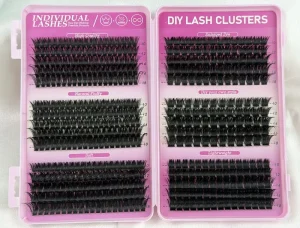 DIY 60D 80D 100D 120D Cluster Lashes Mixed Length Individual Segmented Lash Combo Kit Box