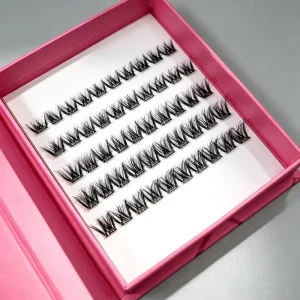 假水貂毛压贴式 DIY 簇状睫毛 透明塑料带 无需胶水 自粘式 手工制作 分段式预装睫毛