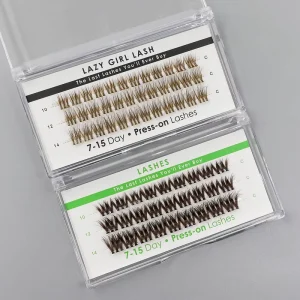 俄罗斯压印睫毛延长套件 DIY 预涂胶簇状自粘半睫毛 无胶水 大量装 人造水貂毛