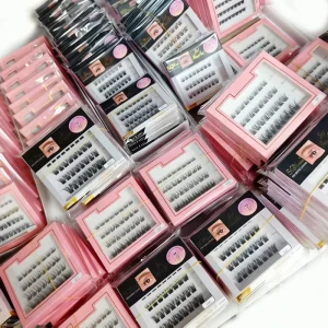 防水合成毛发 预涂胶 DIY 自粘睫毛簇 压贴式假睫毛 豪华黑色
