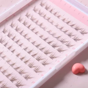 DIY Brown Synthetic Fiber Eyelash Cluster Extension Kit Natural Cat Eye Foxy Lash Clusters with Bond and Seal