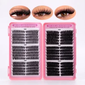 DIY Cat Eye Lash Extensions Book 30D-100D Mixed Volume Cluster Lashes Dramatic Fox Eye Style Segmented Kit