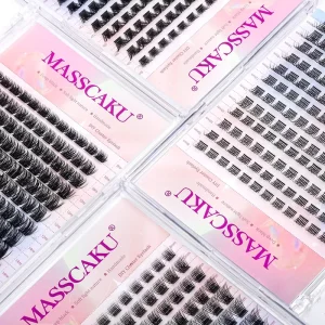 DIY Cluster Eyelash Extension 12lines Dovetail Segmented Lashes Natural Lighter Bundle Makeup Supplies