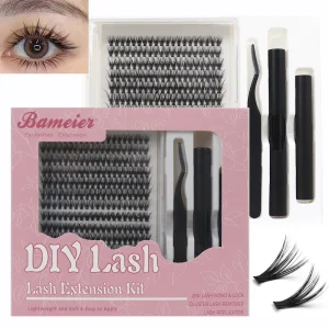 DIY Cluster Eyelash Extension Kit Beginner Lash Extension Starter Training Tool Set Kit with Mannequin