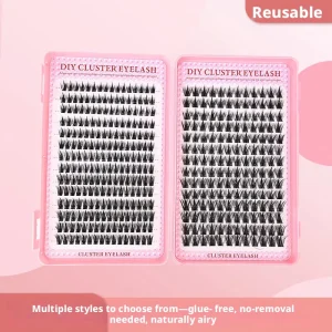 DIY Cluster Eyelashes 28 Rows Mixed 9 16mm Segmented Reusable Self adhesive Cruelty Free False Lashes Soft Lightweight 3D