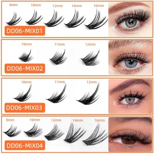 DIY Cluster Eyelashes Natural Look Lash Extensions Individual Wispy Lower Lash Enhancement Segmented Strip Salon Makeup 40P Pack