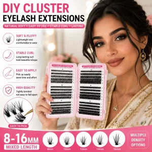 DIY Cluster Lash Extension Book Synthetic Hair Semi Hand Made 10 Row 8 16mm Mixed Density 30D 100D Soft for Individual Lashes