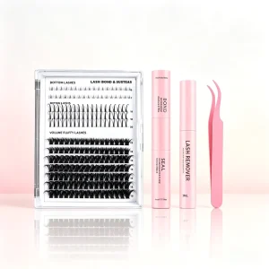 DIY Cluster Lash Extensions Kit With Bottom Lashes Waterproof Long Lasting Bond Seal Remover Tweezers Individual Lash Clusters