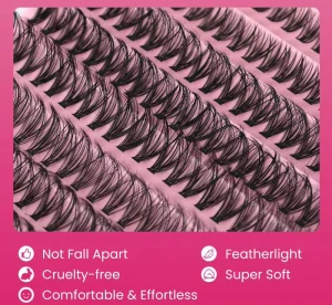 DIY Cluster Lash Kit Glue Natural Soft Mega Volume 10D 20D 12 Rows PBT Handmade Eyelash Clusters Ultra-Thin Fiber Mix 18mm Cc