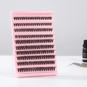 DIY Cluster Lash Kit Glue Natural Soft Mega Volume 10D 20D 12 Rows PBT Handmade Eyelash Clusters Ultra Thin Fiber Mix Length