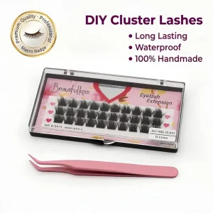 DIY Cluster Lashes 3 Rows for Individual Eyelashes Natural Look Cross Style Soft PBT Fiber Press on Lash Extension