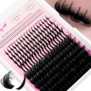 DIY Cluster Lashes D Curl Matte Black Handmade Heat Bonded Mixed Length Korean PBT Vegan Waterproof Long Lasting Salon Home Use