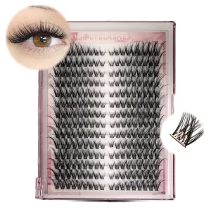 DIY Cluster Lashes Individual Lash Extension Mixed Length 8-15mm Super Fine Band Soft Synthetic Hair Sample