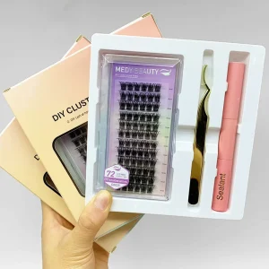 DIY Cluster Lashes Kit 72 Pcs Individual Lash Clusters With Lash Sealant Tweezers at Home Eyelash Extension Kit