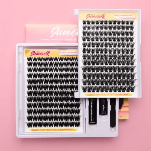 DIY Cluster Lashes Kit Waterproof Wispy 0.03mm Ultra Thin Band Segmented Eyelash Extensions Set Tweezers Glue Remover