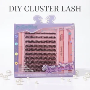 DIY Cluster Lashes Kit with Bond and Seal Tweezer Natural Look Individual Eyelashes Soft PBT Fiber Lash Extension Clusters
