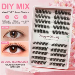DIY Cluster Lashes Mix Tray 10-16Mm Natural Individual Segmented Lashes Bottom Lash Strips Volume Lash Trays