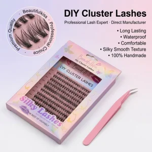 DIY Cluster Lashes Natural Cross Style Individual Eyelashes Soft PBT Fiber Press on Lash Extension Clusters