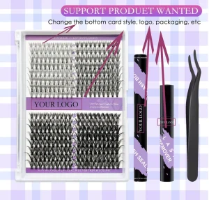 DIY Cluster Lashes Soft Comfort Segment Eyelash Pre-Fan Lash Extension Kit Spiky Cluster Bottom Eyelashes
