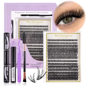 DIY Comfortable Segmented Synthetic False Eyelashes 14 Row Large Capacity Set 30D40D Combination Set with Black Cotton Stalk