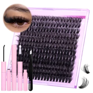 DIY Comfortable Segmented Synthetic False Eyelashes 14 row Large capacity Set 30D40D Combination Set with Black Cotton Stalk