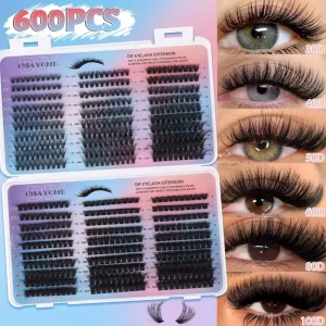 DIY D Curl Hot melt Lash Clusters & Natural Colored False Eyelashes for Halloween Makeup