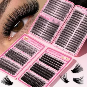 DIY Eyelash Book Large Capacity Cluster 9 16mm Lash Extension Kit Cd Curl Fluffy Lash Clusters Book with Bottom