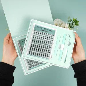 DIY Eyelash Cluster Kit 8-16mm C Curl Thin Band At-Home Wispy Style Pre-Cut Segments