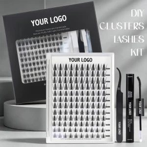 DIY Eyelash Cluster Kit Private Label Customized Packaging At Home Eyelash Extension Kit 10-16mm Mix Size Lashes