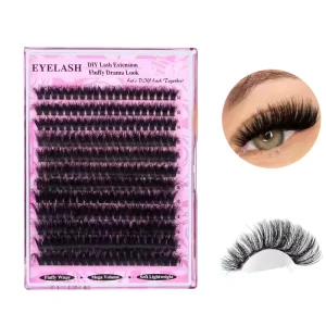 DIY Eyelash Extension Cluster Lashes 200pcs Long Curved Individual 0.07mm Handmade Mixed Tray Lash Extensions
