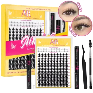 DIY Eyelash Extension Kit Fluffy Natural Cluster D Curl Lashes Pre Cut Waterproof Private Label DIY Lash Clusters