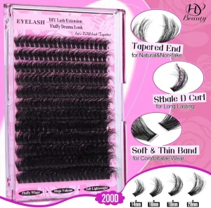 DIY Eyelash Extension Kit Handmade Individual Mixed Curl Segment Lashes Soft