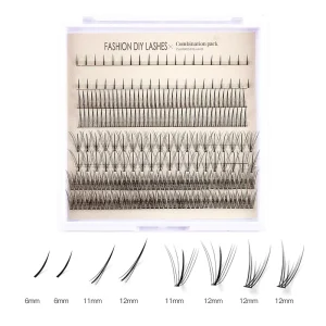 DIY Eyelash Extension Kit Individual Lashes Cluster D Curl 8-16mm Mix Lash Clusters With Lash
