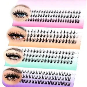 DIY Eyelash Extensions Bottom Lash Clusters 4 Styles 225pcs Feather Material 5-7mm Natural Thin Band