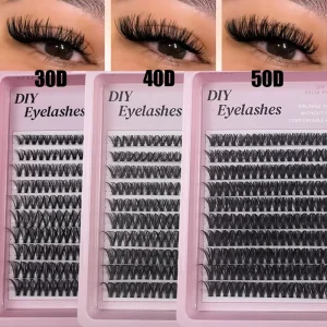 DIY Eyelash Extensions Custom logo Private Label Segmented Diy Cluster Eyelashes 10 Rows 200 Pcs 30D 40D 50D Cluster Lashes