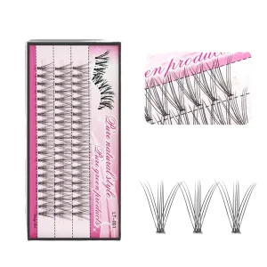 DIY Eyelash Extention Kit False Pre Cut Segment Strip Lashes Faux Mink Cluster Lashes Premade Fans Lashes 0.10mm 3 Rows 12mm