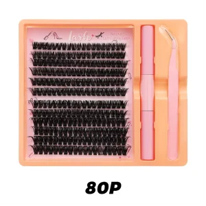 DIY Eyelash Individual Eyelashes Segmented Eyelashes 30P+40P Lash Extensions Label Cluster Lash Kit for Makeup
