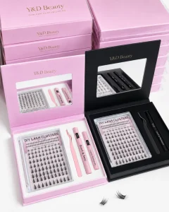 DIY Fan Eyelash Clusters Customizable Cluster Lashes Kit with Mirror Segment Pre-Cut Eyelash Extension